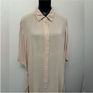 NWT Michael Lauren Women’s Beige Button-Front Shirt Dress  Blouse L